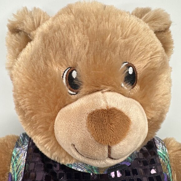 Build-A-Bear Lil Cub Brownie Teddy Bear With Purple Sequin Dress Sparkle Plush - Picture 2 of 10